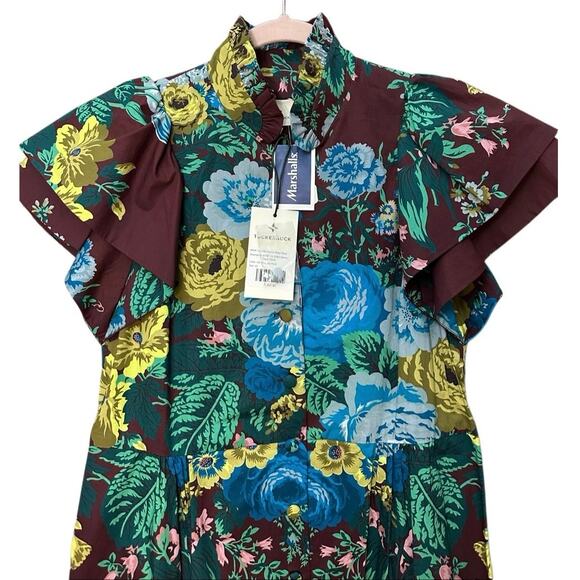 Tuckernuck Alice Midi Dress Merlot Sharp Floral Size XS Brand New - Picture 4 of 13